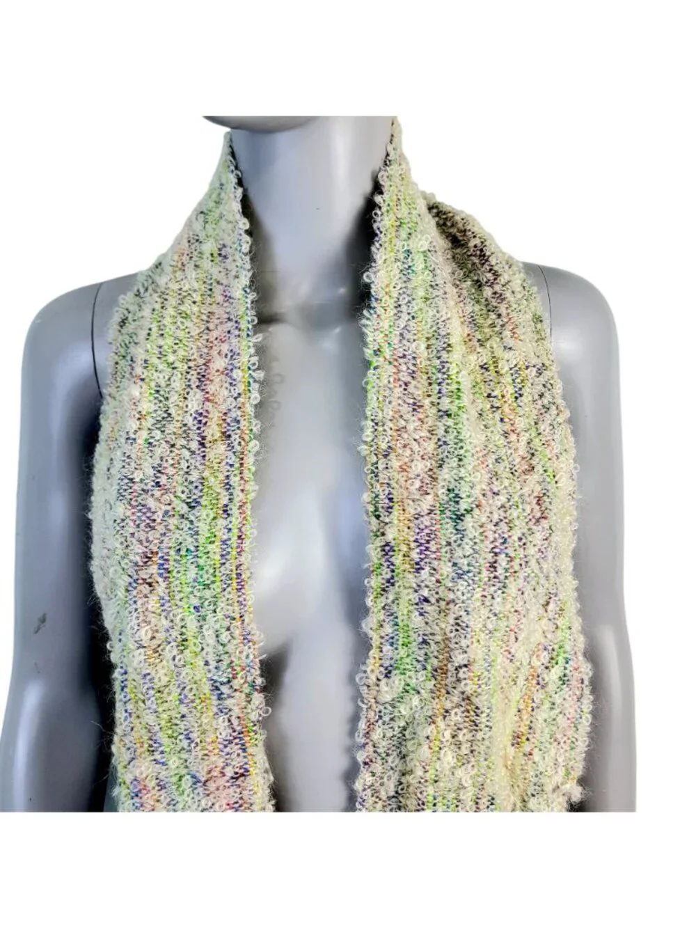 Mohair Boucle Silk Scarf Women Winter Accessories Handmade Colorful Crochet Knit